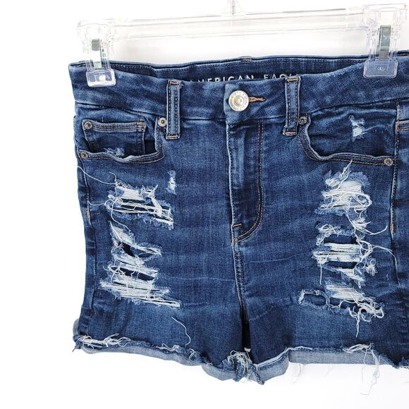 American Eagle Shorts Womens 4 Denim Curvy Next Level Stretch High Rise Shortie - Picture 6 of 9
